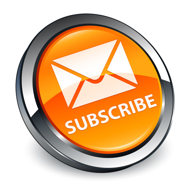 订阅(电子邮件图标)3d橙色圆形按钮图片下载