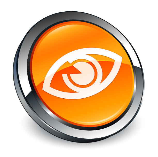眼睛图标3d橙色圆形按钮图片下载