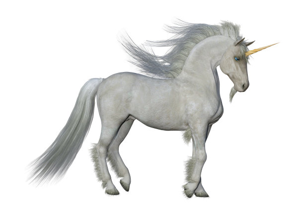 3D插图幻想白色独角兽的白色图片下载