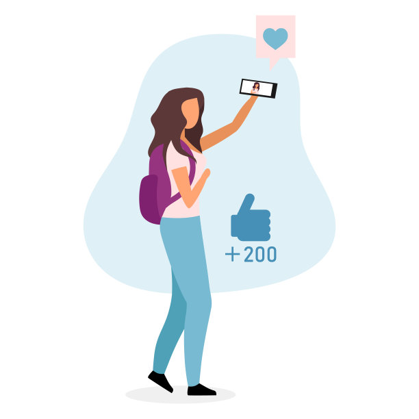 拍摄自拍照的时髦女学生插画图片下载