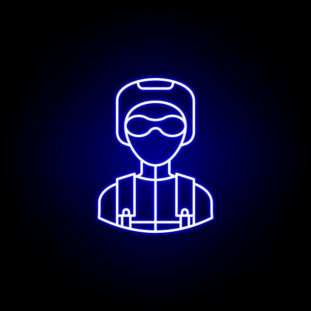 阿凡达跳伞线在蓝色霓虹灯风格的图标。标志和符号可以用于web logo移动应用UI和UX图片下载