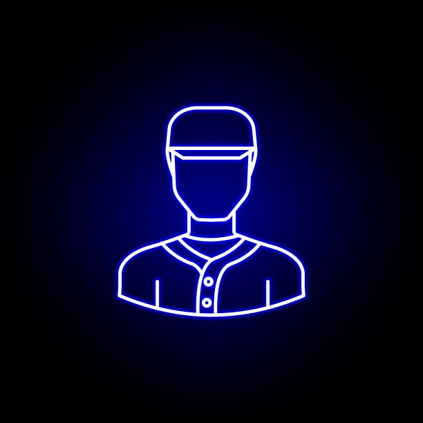 阿凡达篮球运动员线图标在蓝色霓虹灯风格。标志和符号可以用于web logo移动应用UI和UX图片下载