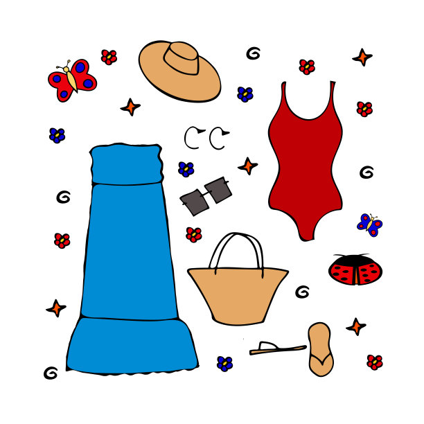 手绘卡片“女装”。矢量插图。每股收益10图片下载
