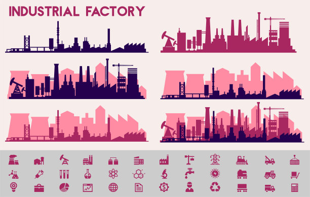 城市天际线工业设置，城市区横幅图片下载