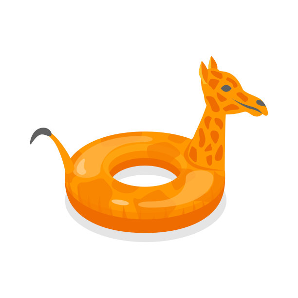 卡通彩色游泳环长颈鹿玩具上的白色。向量图片下载