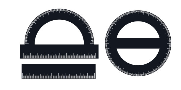 一套尺子和量角器。矢量图图片下载