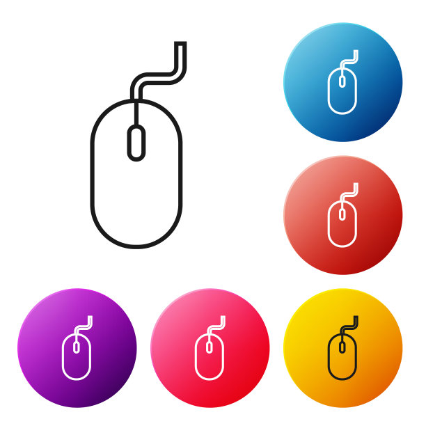 白色背景上的电脑鼠标图标，带滚轮图片下载