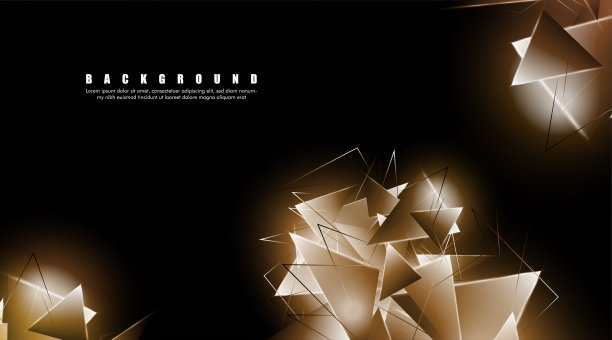 抽象的背景与发光的三角形重叠。孤立的黑色背景。eps 10的矢量插图图片下载