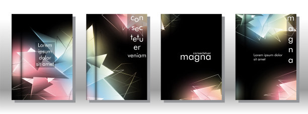 设置书封面的背景光三角形。三维三角形的抽象构成。现代几何背景孤立的黑色图片下载