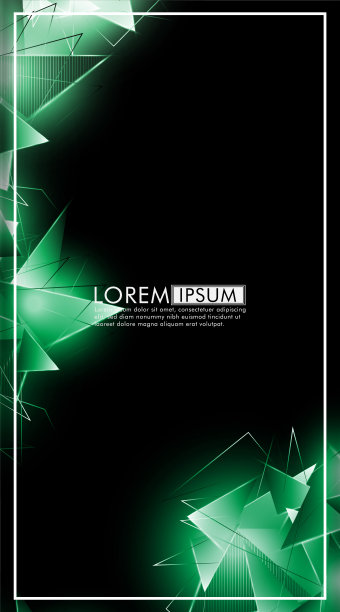 垂直三角形背景。三维三角形的抽象构成。现代几何绿色绝缘黑色背景图片下载