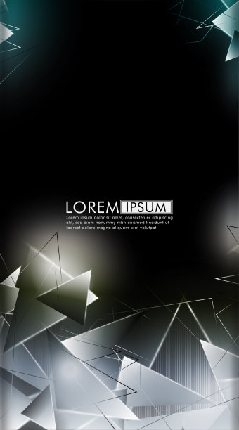 垂直的三角形的背景。三维三角形的抽象合成。现代几何背景孤立黑色图片下载
