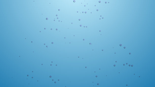 蓝色背景下气泡上升图片下载