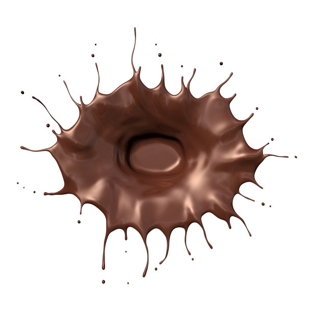 液体巧克力皇冠飞溅的3d渲染，从顶部查看，剪切路径图片下载