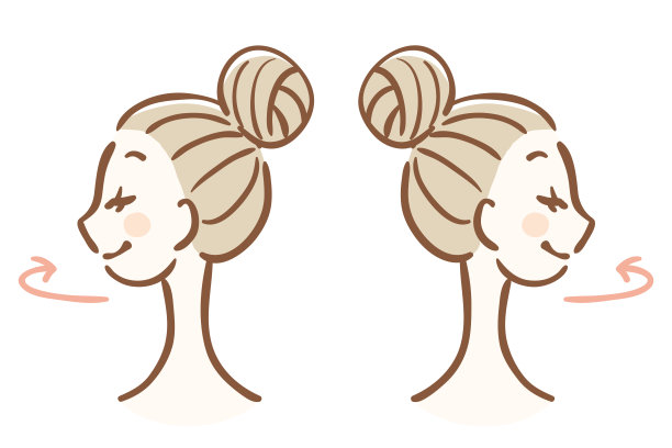 一个女人做颈部运动的插图图片下载