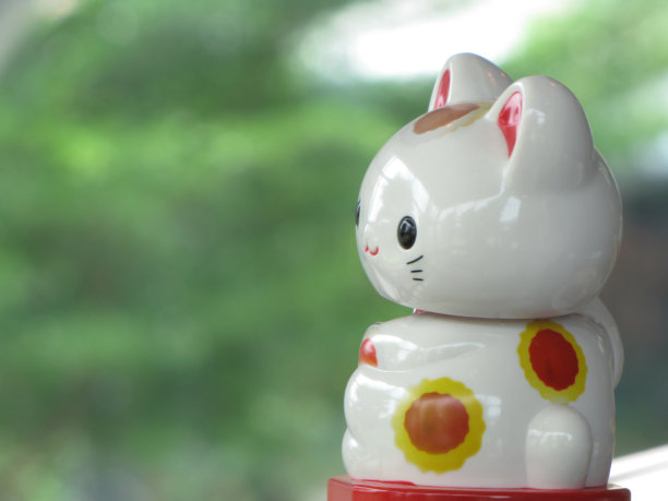 白猫玩具带来好运。图片下载