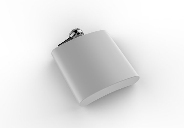 空白不锈钢髋瓶品牌，3d插图。图片下载