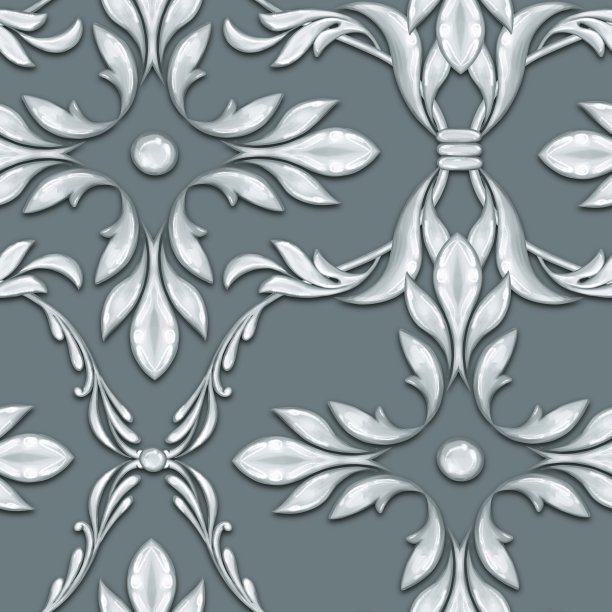 无缝银巴洛克图案图片下载