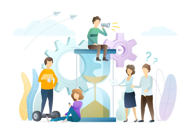 时间管理平面矢量概念说明。图片下载