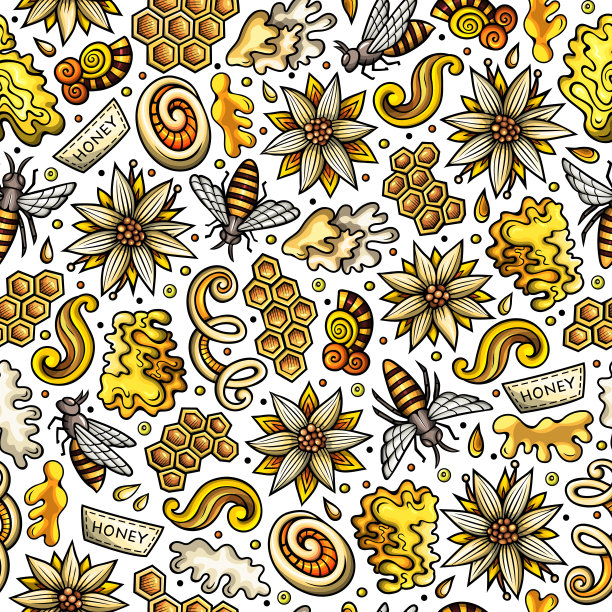 卡通可爱的蜂蜜无缝图案图片下载