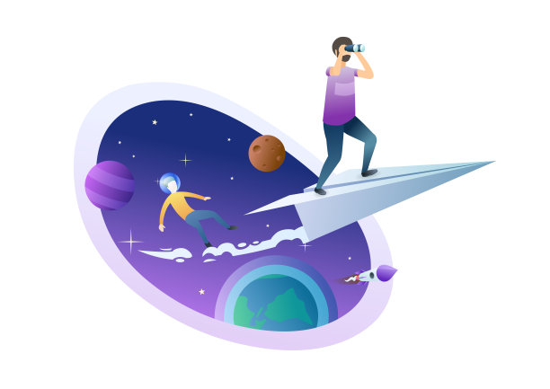 领导移动到目标隐喻平面矢量插图。图片下载