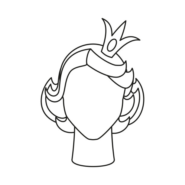 线条艺术黑白公主头像图片下载