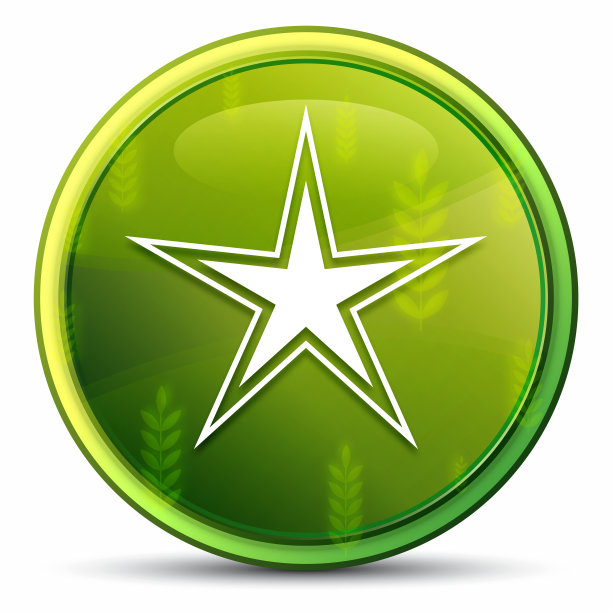 星星图标春天明亮自然绿色圆形按钮插图图片下载