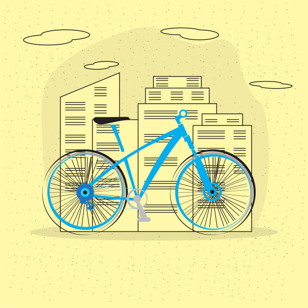 一辆自行车的彩色素描图片下载