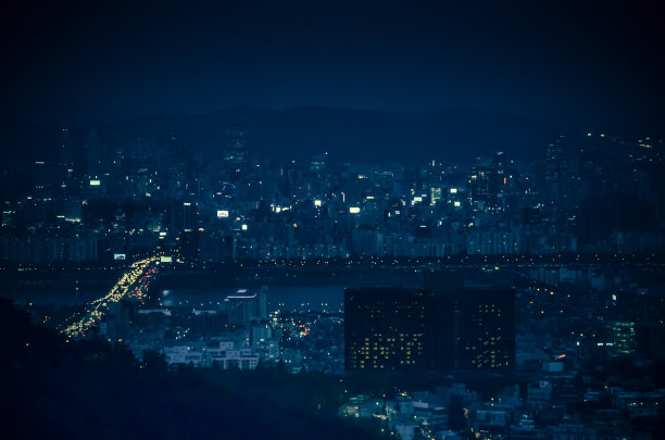 首尔夜景鸟瞰图图片下载