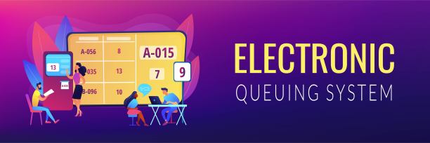 电子排队系统概念横幅标题图片下载