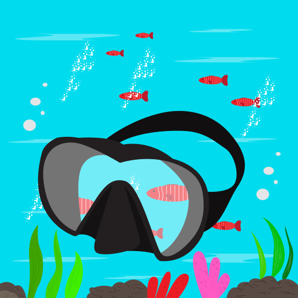 水肺潜水插图-矢量图片下载