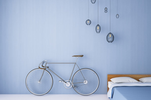 现代的蓝色卧室图片下载