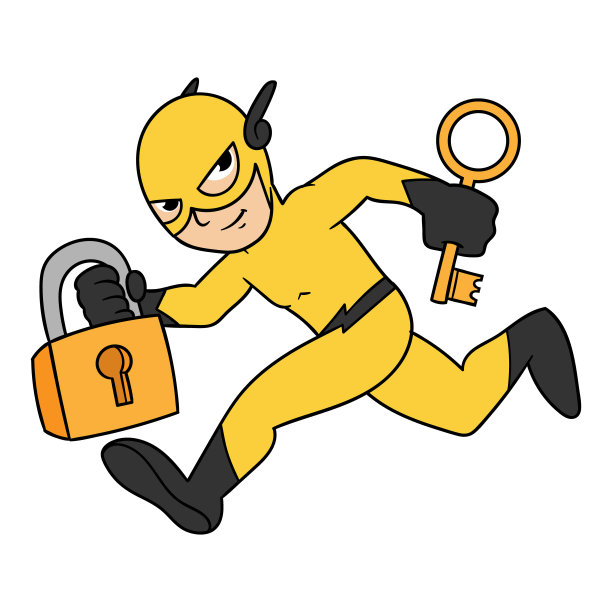 漫画英雄持有锁和钥匙图片下载