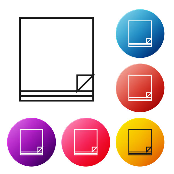 黑线文件图标隔离在白色背景上。清单图标。经营理念。设置彩色圆形按钮图标。矢量图图片下载