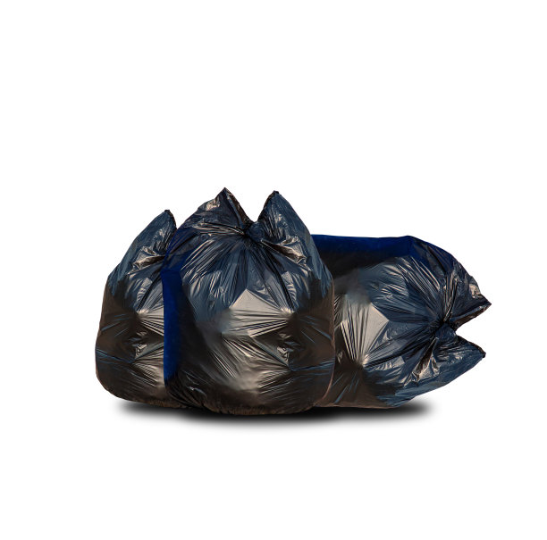 黑色塑料垃圾袋从白色背景中分离出来为了清洁图片下载