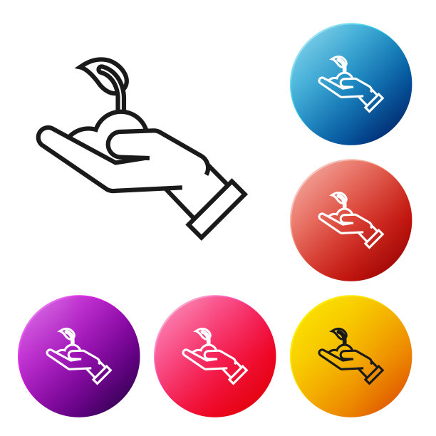 黑线芽苗菜手环保图标孤立在白色背景上。种子和幼苗。种植树苗。生态学的概念。设置彩色圆形按钮图标。矢量图图片下载