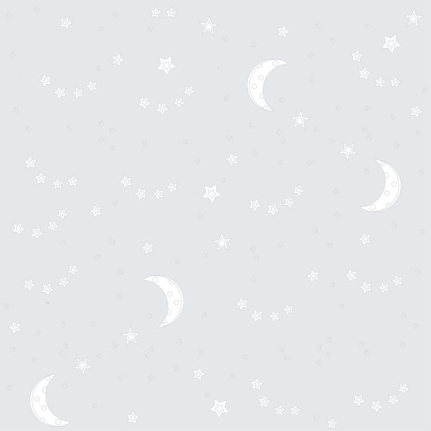 夜空背景与月亮和星星。矢量无缝纹理。灰色背景与平坦的白色轮廓星和月亮图片下载