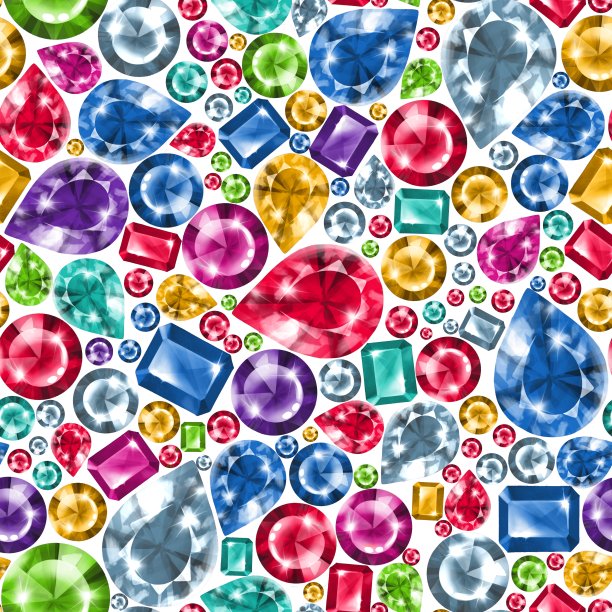 无缝彩色钻石宝石图案。珠宝奢侈品背景。图片下载