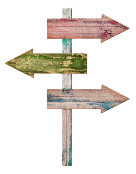 在白色背景上孤立的木箭集合图片下载