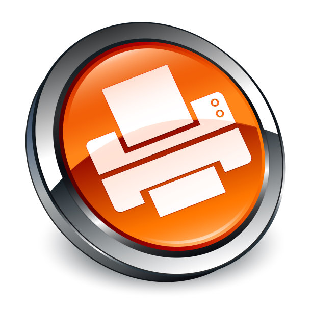 打印机图标3d棕色圆形按钮图片下载