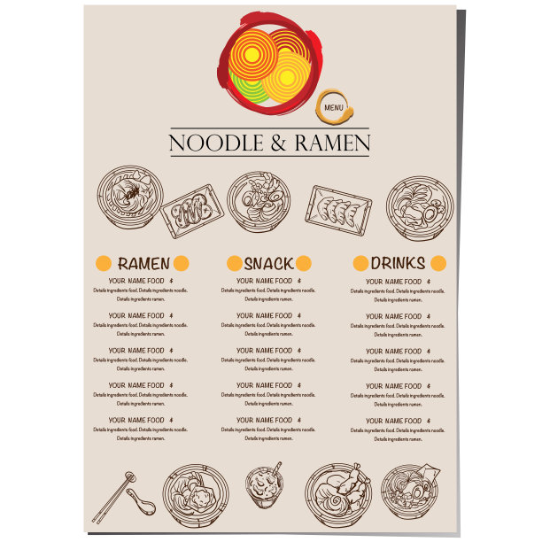 菜单拉面日式料理模板设计图片下载