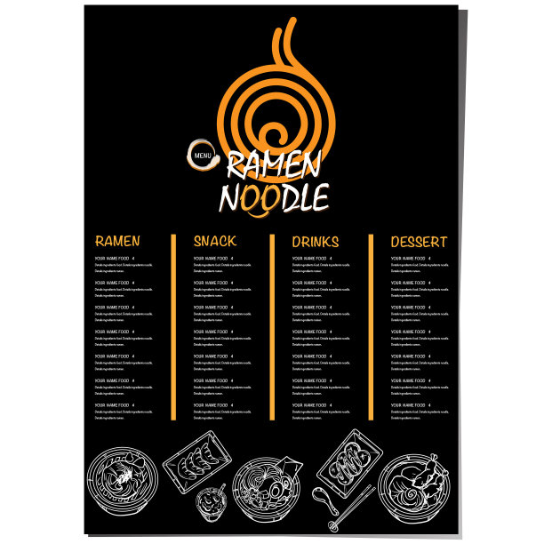 菜单拉面日式料理模板设计图片下载