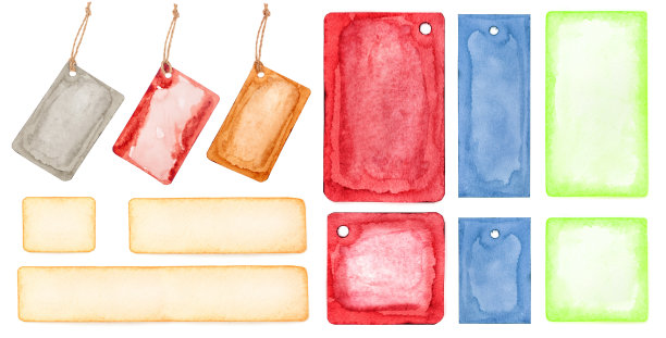 空的购物标签模板孤立的白色背景图片下载