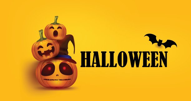 万圣节有快乐和快乐的南瓜笑派对糖果trick or treat派对装饰，邀请卡假期月亮，蝙蝠，卡通图片下载