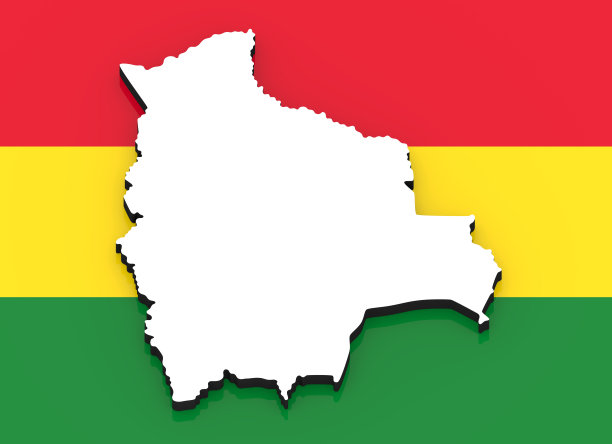 国旗上的三维玻利维亚地图图片下载