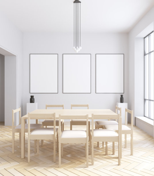 现代明亮的室内与空框架。3D渲染3D插图图片下载