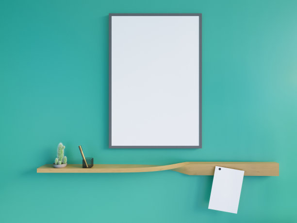 现代明亮的室内与空框架。3D渲染3D插图图片下载