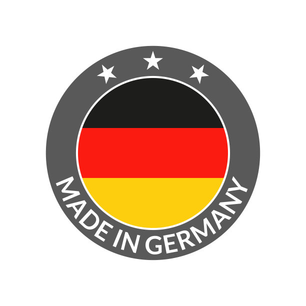 德国制造的徽章或标签。圈德国国旗图标。矢量插图。图片下载
