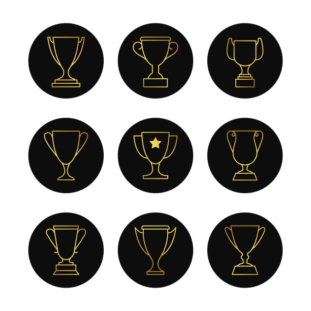 金线高脚杯向量图标的设置图片下载