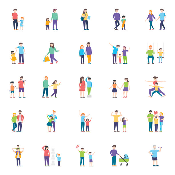 族字符平面向量包图片下载