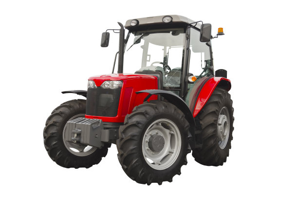 红色农用拖拉机，正面视图图片下载